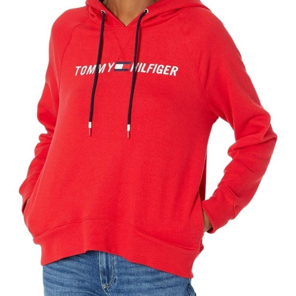 Tommy Hilfiger womens Hoodie Pullover, Red, Medium US